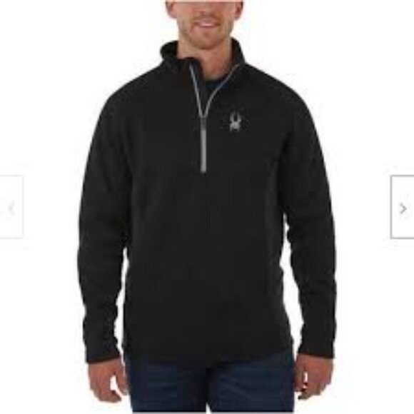 NEW Men's Spyder 1/4 zip black pullover size large - Picture 1 of 6